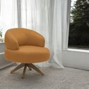 Ver imagem 2 de Kit 2 Poltronas Decorativas Katy Sala de Estar Base Giratória em Madeira Couro Caramelo G88 - Gran B