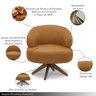 Kit 2 Poltronas Decorativas Katy Sala de Estar Base Giratória em Madeira Couro Caramelo G88 - Gran B - 3