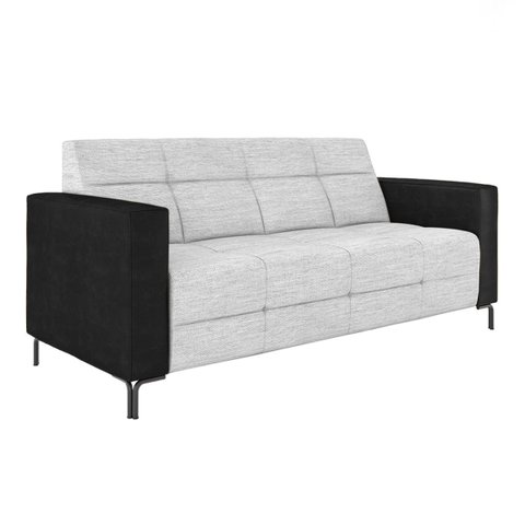 Sofá Living Decorativo Houston 2 Lugares 180cm Pés em Metal Linho/ Pu Cinza/ Preto G33 - Gran Belo