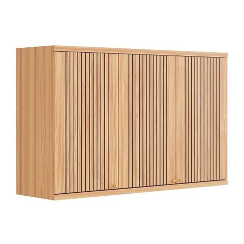 Armário Aéreo P/ Cozinha Sauvignon C/ 3 Portas Ripadas 120cm Amendoa - Ronipa