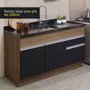 Ver imagem 6 de Cozinha Compacta Madesa Glamy 150002 com Armário e Balcão (Sem Tampo e Pia) Rustic/Preto Cor:Rustic/