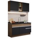 Ver imagem 2 de Cozinha Compacta Madesa Glamy 150002 com Armário e Balcão (Sem Tampo e Pia) Rustic/Preto Cor:Rustic/