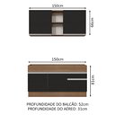 Ver imagem 3 de Cozinha Compacta Madesa Glamy 150002 com Armário e Balcão (Sem Tampo e Pia) Rustic/Preto Cor:Rustic/