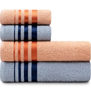 Jogo de Toalhas de Algodão 4 Peças Banho e Rosto Karsten - Emcompre
