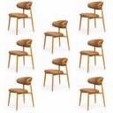 Ver imagem 4 de Kit 8 Cadeiras Decorativas Sala de Jantar Luxo Mavie Pu Caramelo - Mozzelar