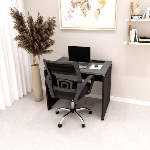 Plataforma Trabalho 90cm X 60cm 1 Cx de Tomada Pé Painel F5 Cor:cinza Sagrado com Preto