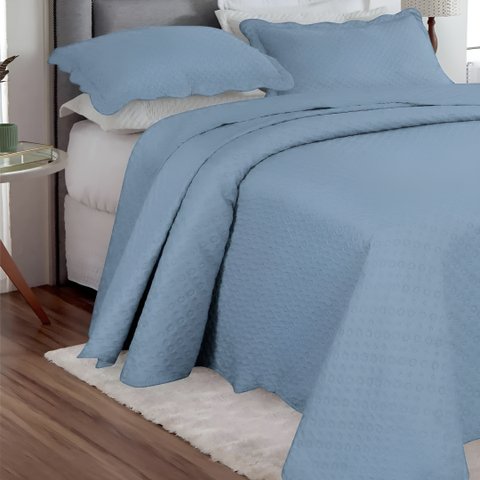 Colcha Ultrassônica - King Size - Classic - C/ Porta Travesseiros - Azul Claro - Rozac