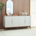 Ver imagem 2 de Buffet Decorativo Elias 4 Portas Mdp/mdf Pés Chanfrados em Madeira Jequitiba/offwhite G77 - Gran Bel