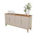 Ver imagem 1 de Buffet Decorativo Elias 4 Portas Mdp/mdf Pés Chanfrados em Madeira Jequitiba/offwhite G77 - Gran Bel