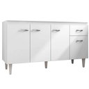 Ver imagem 1 de Balcão Diana para Cozinha Gabinete 4 Portas C/ Tampo Branco/Preto Flex - Bela Móveis