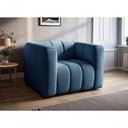 Ver imagem 1 de Poltrona Mona Linho Encosto Alto Confortável Azul 330 Bella Decor