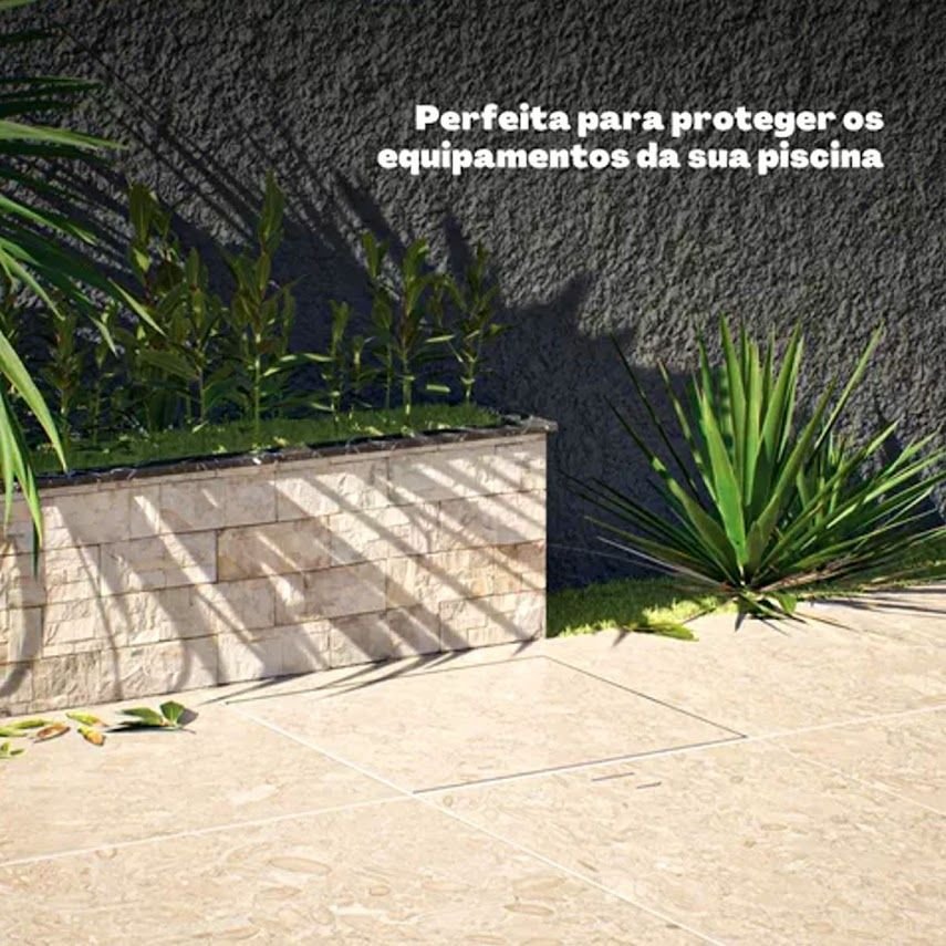 Tampa Piscina Casa Máquina 75x75 Articulada Rebaixada Marrom - 7
