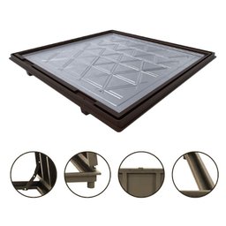 Tampa Piscina Casa Máquina 75x75 Articulada Rebaixada Marrom - 2