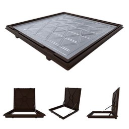 Tampa Piscina Casa Máquina 75x75 Articulada Rebaixada Marrom - 1