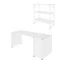 Ver imagem 2 de Escrivaninha 1,7m e Nicho Aéreo Industrial 3 Prateleiras F5 Cor:branco
