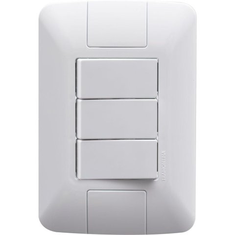 Conjunto 4x2 com 3 Interruptores Simples Tramontina Aria 6 a 250 V Branco