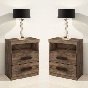 Kit 2 Mesas de Cabeceira Criado Compacto Quarto Cama - Rústico