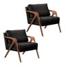 Kit 2 Poltronas Decorativa Mona Madeira Maciça-Veludo Preto - 1