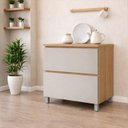 Ver imagem 1 de Balcão 1 Porta Rainha 70cm 100% MDF Cinza/Nature Greige