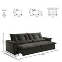 Ver imagem 7 de Sofá Retrátil E Reclinável Apolo 2,10m 3 Lugares Cinza