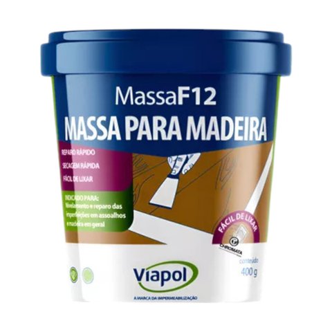 Massa F12 Calafetar Correção Madeira Viapol 400g Cores::angelim