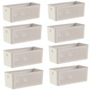 Ver imagem 1 de Kit 8 Caixas Organizadoras Multiuso 6,6l Cestos Retangulares com Alças Bege Flow ou