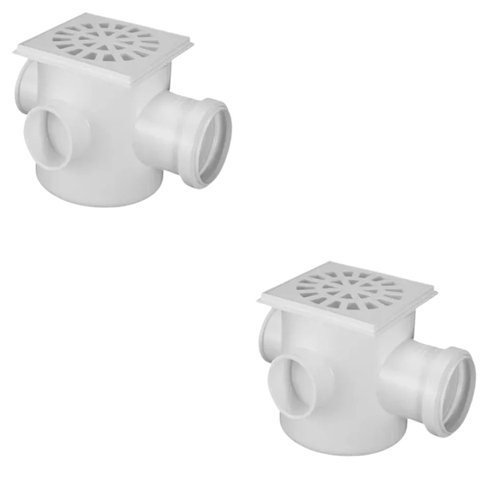 Caixa Quadrada Dn 100x100x50 Pvc C/ Grelha | Akato | Kit 02 Un