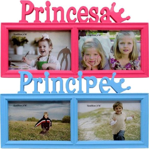 Dupla Porta Retrato Infantil Mural Princesa Príncipe 15x10cm