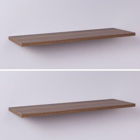 Kit com 2 Prateleiras 60 X 20cm Suporte Invisivel - Cor Madeira Escura