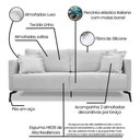 Ver imagem 7 de Kit 2 Poltronas e Sofá Living 2 Lugares 1,60m Sirius Linho Cinza Pés Metálicos - Pallazio