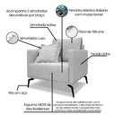 Ver mais imagens de Kit 2 Poltronas e Sofá Living 2 Lugares 1,60m Sirius Linho Cinza Pés Metálicos - Pallazio