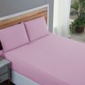Lençol Cama Casal Percal 200 Fios 100% Algodão 4 Peças Liso com Elástico:rosa Bebe - 2