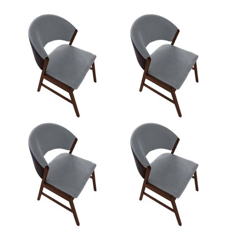 Kit 4 Cadeiras de Jantar Madeira Maciça Débora em Facto Ocre Cor do Assento:cinza Linho;cor da Estru