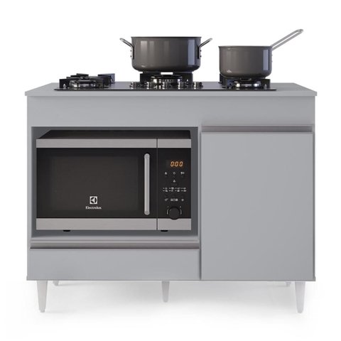 Balcão de Cozinha 102cm para Cooktop Georgia Cinza Claro - Lumil