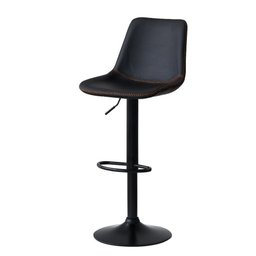 Banqueta Alta Vintage Estofada com Base Giratória e Regulagem de Altura - Preto - 1