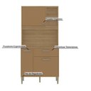 Ver imagem 4 de Armário de Cozinha Compacto Zen 3 Portas 1 Gaveta com Nicho Decorativo 0,90m - Freijó/caramelo