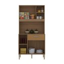 Ver imagem 2 de Armário de Cozinha Compacto Zen 3 Portas 1 Gaveta com Nicho Decorativo 0,90m - Freijó/caramelo