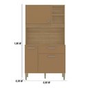 Ver imagem 3 de Armário de Cozinha Compacto Zen 3 Portas 1 Gaveta com Nicho Decorativo 0,90m - Freijó/caramelo