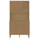 Ver imagem 5 de Armário de Cozinha Compacto Zen 3 Portas 1 Gaveta com Nicho Decorativo 0,90m - Freijó/caramelo