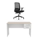 Ver imagem 1 de Kit Mesa de Escritório 120x60cm com Gaveta + Cadeira Netflex