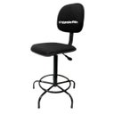 Ver imagem 1 de Cadeira Caixa Alta Apoio de Pé Base Fixa Tecido Preta