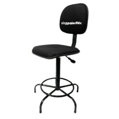 Cadeira Caixa Alta Apoio de Pé Base Fixa Tecido Preta