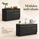 Ver imagem 3 de Kit 2 Balcões de Cozinha para Pia 5 Portas 2 Gavetas MDP 270cm Preto e Dourado Multimóveis