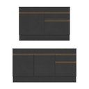 Ver imagem 6 de Kit 2 Balcões de Cozinha para Pia 5 Portas 2 Gavetas MDP 270cm Preto e Dourado Multimóveis