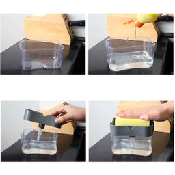 Dispenser de Detergente para Cozinha Esponja Limpeza Louça Dosador - 3