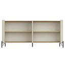 Ver imagem 4 de Balcão Buffet p/ Sala Porta Brise 180cm Pés Metal 100% MDF Cor:Louro e Luna com Dourado