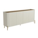 Ver imagem 2 de Balcão Buffet P/ Sala Porta Brise 180cm Pés Metal 100% Mdf Cor:louro e Luna com Dourado