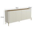 Ver imagem 3 de Balcão Buffet p/ Sala Porta Brise 180cm Pés Metal 100% MDF Cor:Louro e Luna com Dourado