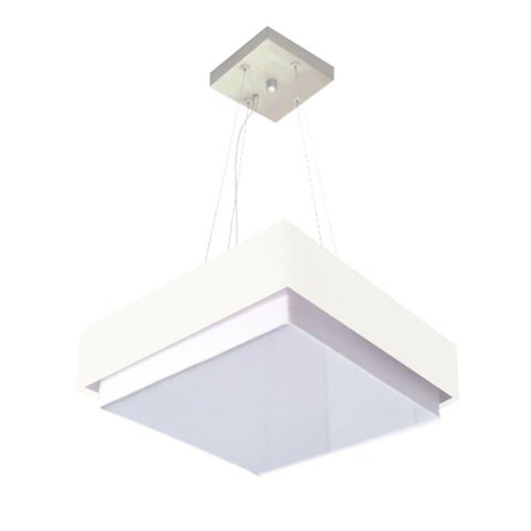 Lustre para Sala de Jantar Vivare Md-4404 Cúpula em Tecido 50x50cm Cor Branco Bivolt