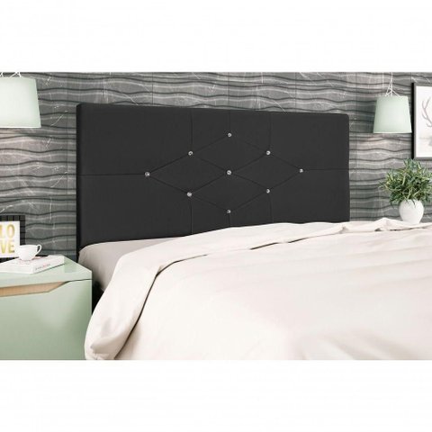 Cabeceira Casal Camboriú 144cm Madeira Maciça Suede Preto Jbe Móveis